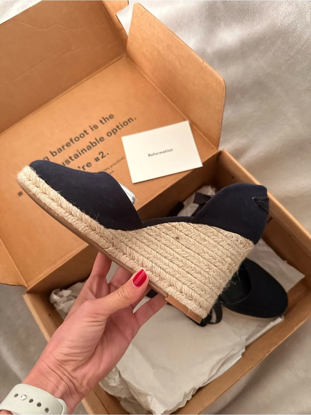 Reformation Black Espadrille Wedge Sandals
